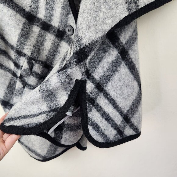 Talbots Wool Blend Plaid Oversized Button Front Poncho Cape PP (XSP) - Picture 6 of 13